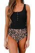 Square Neck Sleeveless Print Tankini Set